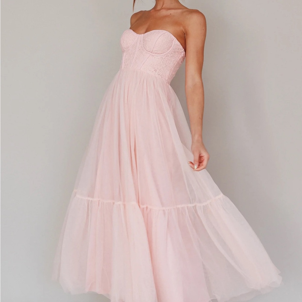 Selfie Leslie Dancing With Me Sweetheart Tulle Midi Strapless Dress